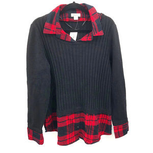 NWT Style & Co Layered Sweater Flannel Plus 1X